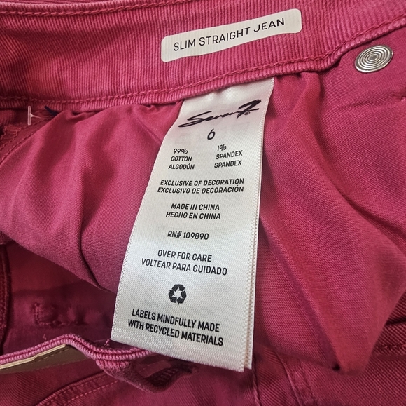 NWOT!  Seven 7 Slim Straight Jean - Pink Size 6 - Picture 6 of 12